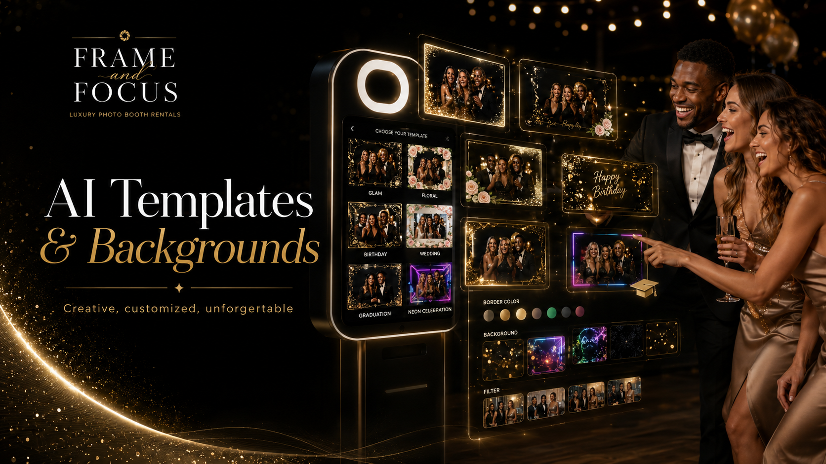 Frame and Focus AI Templates and Backgrounds — creative, customized, unforgettable